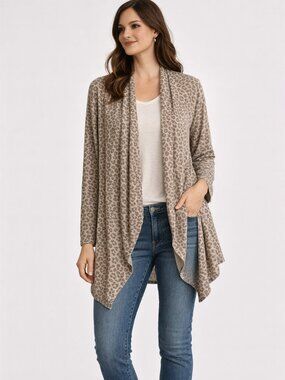 Wandering Dreams Animal Print Cardigan Grey Size M Flowy Warm